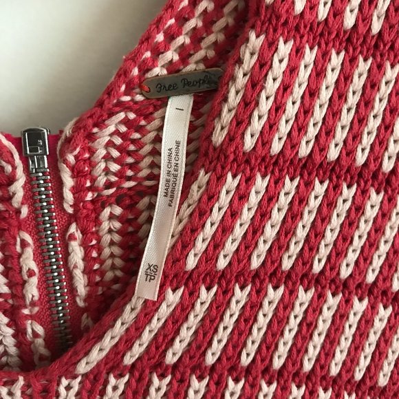 Free People Zipper Back Dolman Knit Sweater Red XS - Picture 6 of 7